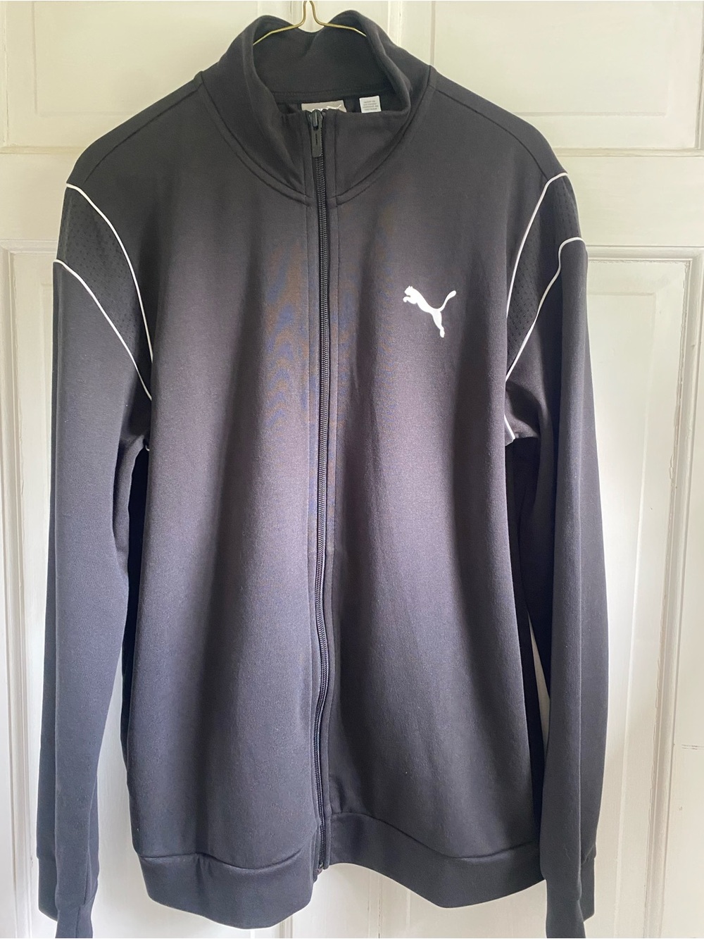 Puma Men’s Black Track Jacket with White Logo Piping